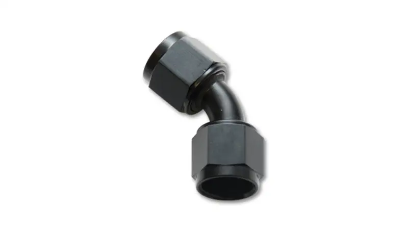 Vibrant -6An Female Flare Swivel Fitting – 45° Angle, An-To-An, Black Anodized 1