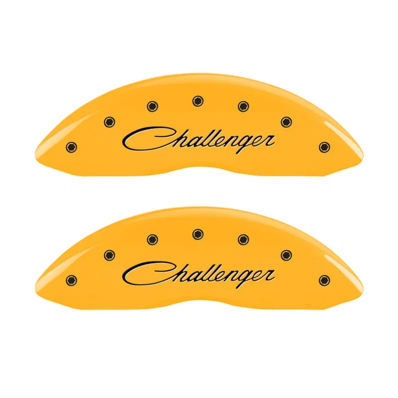 Mgp Engraved Caliper Covers – Front & Rear Cursive/Challenger Design, Yellow Finish With Black Chrome Trim, 2006 Dodge Charger 1