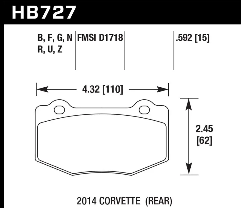 Hawk Dtc-30 Race Brake Pads — Rear Axle, 2015 Chevrolet Corvette Z06 1