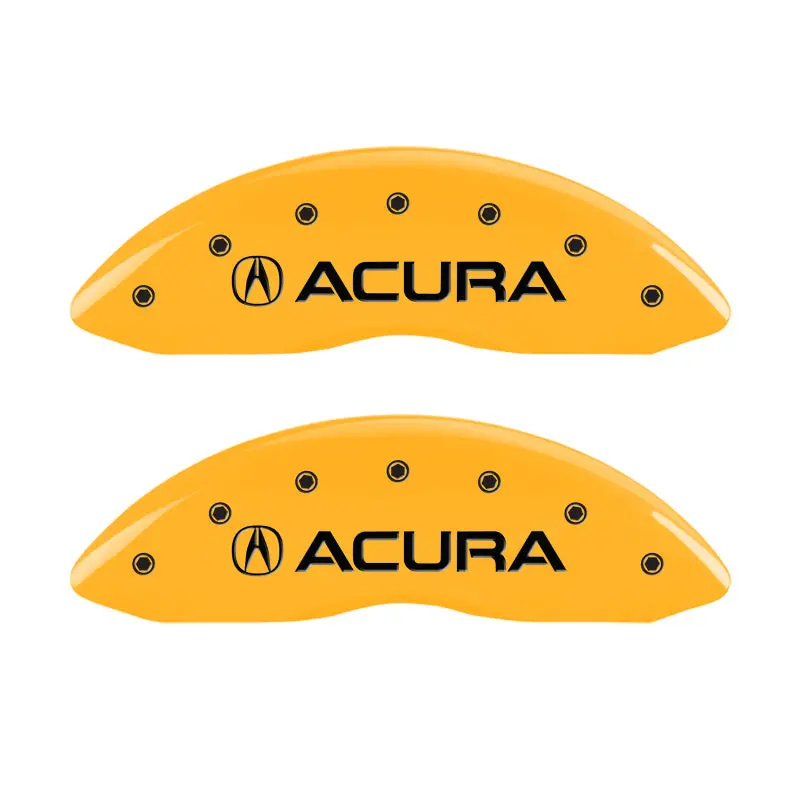 Mgp Engraved 4-Piston Caliper Covers – Front & Rear For Acura Mdx, Yellow Finish With Black Contrast 1