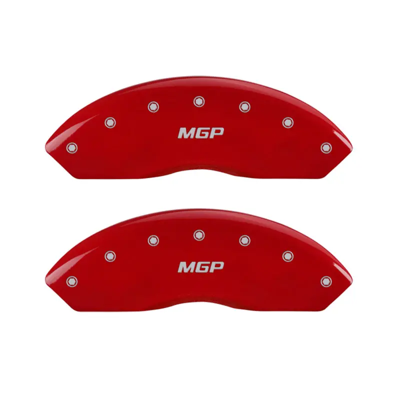 Mgp Engraved 4-Piston Caliper Covers – Front And Rear, Red Finish With Silver Accents 1