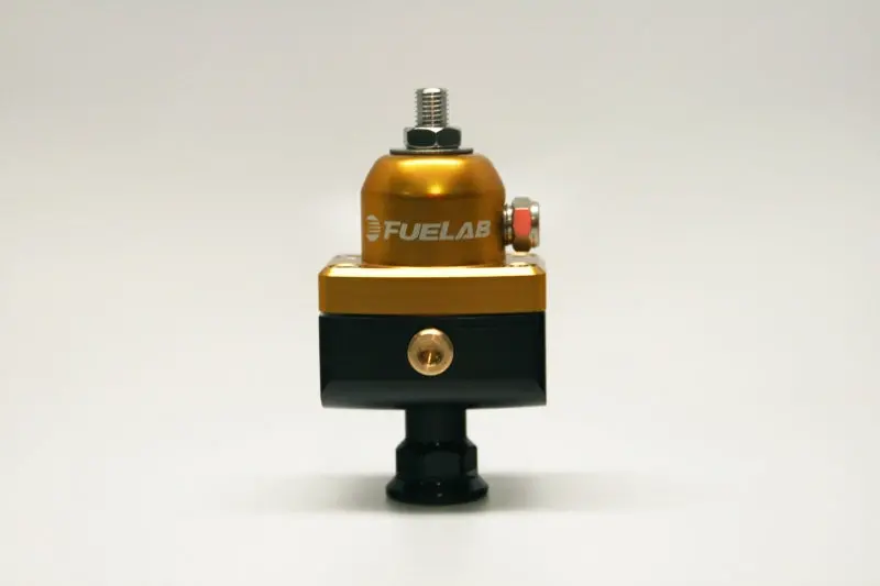 Fuelab Adjustable Mini Fuel Pressure Regulator – Gold Finish, 10–25 Psi, -6An Inlet & Dual -6An Outlets 1