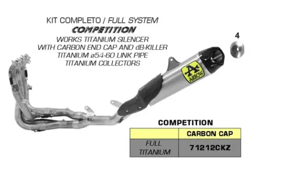Arrow Racing Full Competition Exhaust With Works Silencer For 2020+ Honda Cbr1000Rr-R Fireblade 1