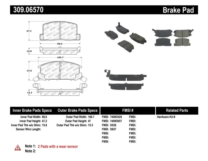 Stoptech Street Performance Rear Brake Pads For 1990–1995 & 2000–2005 Toyota Mr2/Spyder 1