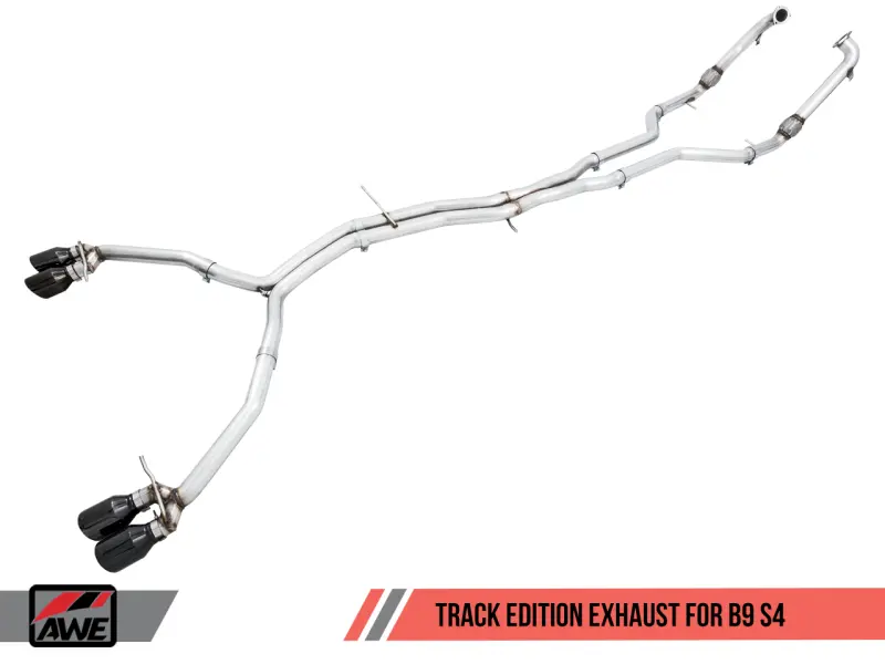 Awe Tuning Non-Resonated Track Edition Exhaust For Audi B9 S4 – Black 102Mm Tips 1