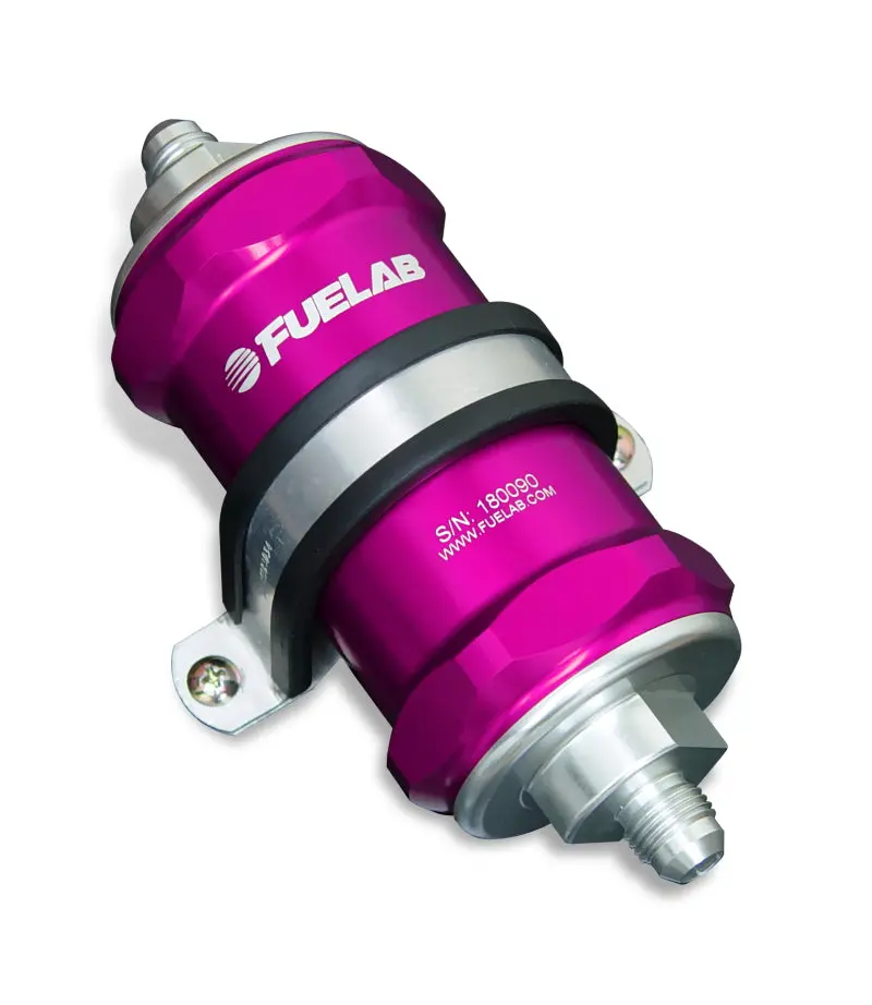 Fuelab 818 Inline Fuel Filter – Purple Housing, -6An Inlet / -10An Outlet, 10-Micron Rating 1