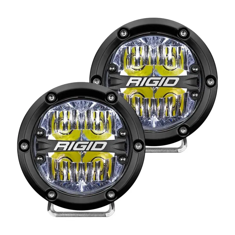 Rigid Industries 360-Series 4-Inch Led Driving Light Pair – White Backlit Beam Pattern 1