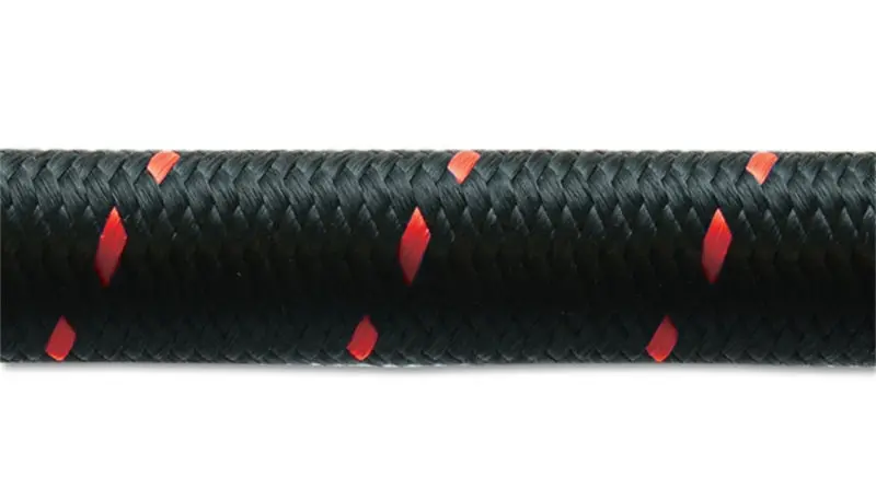 Vibrant -10 An Flexible Braided Hose — Two-Tone Black/Red Nylon Weave, Sold By 10-Foot Roll 1