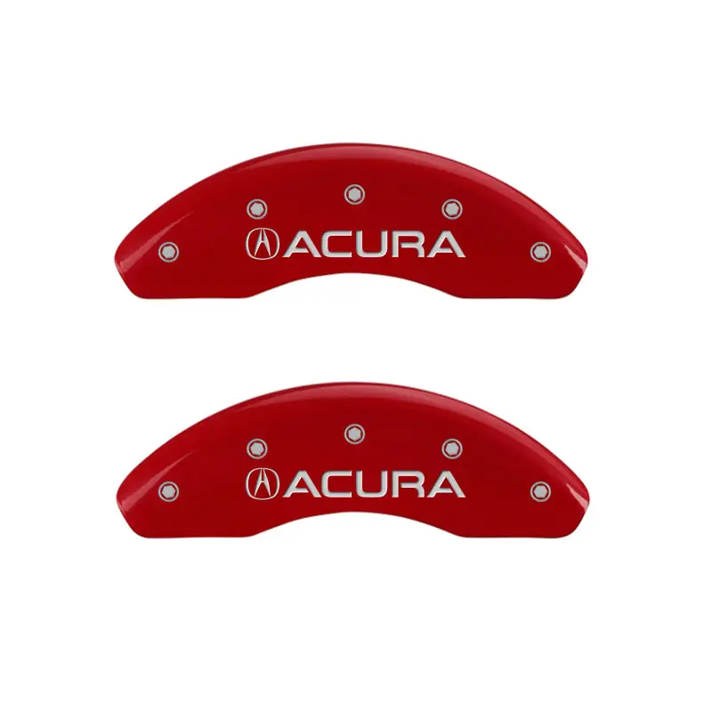 Mgp Engraved 4-Piston Caliper Covers — Front & Rear, Acura-Specific, Red Finish With Silver Accents 1
