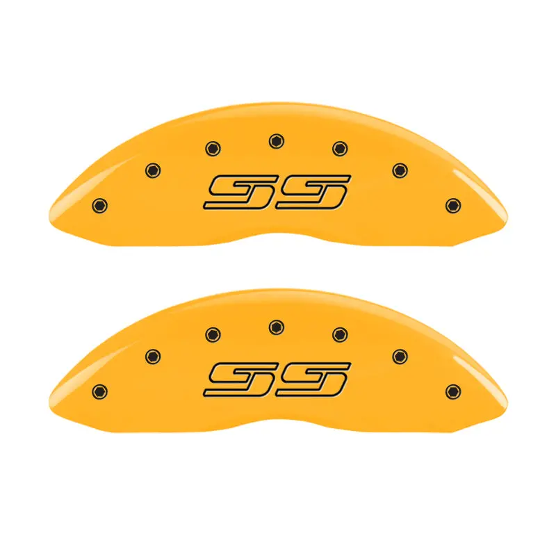 Mgp Engraved Avalanche-Style Caliper Covers — Yellow Finish With Black Charcoal Accents 1