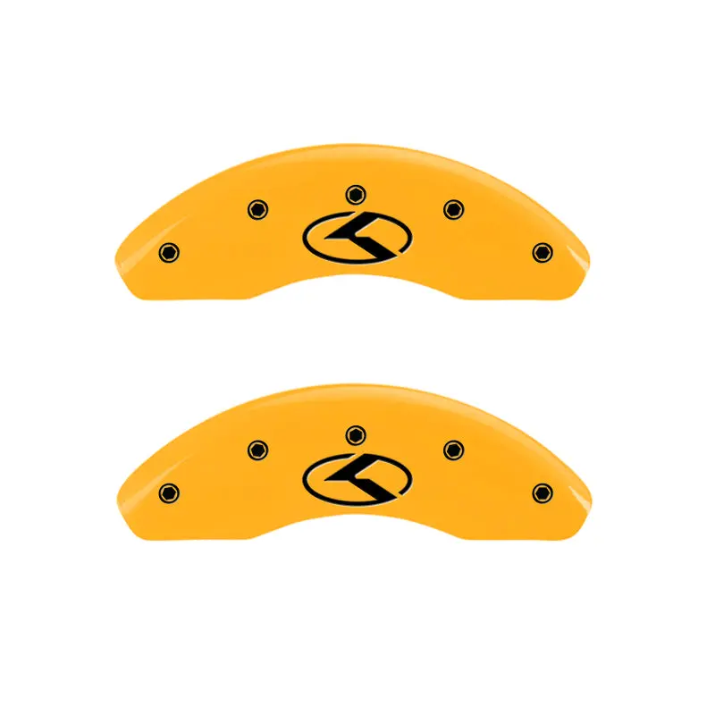 Mgp Engraved 4-Piston Caliper Covers – Front And Rear, Circle K/Kia Yellow Finish On Black Base 1