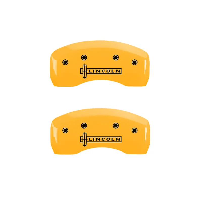 Mgp Engraved 4-Piston Caliper Covers – Yellow Finish With Black Char, Fits 2017 Lincoln Continental 1
