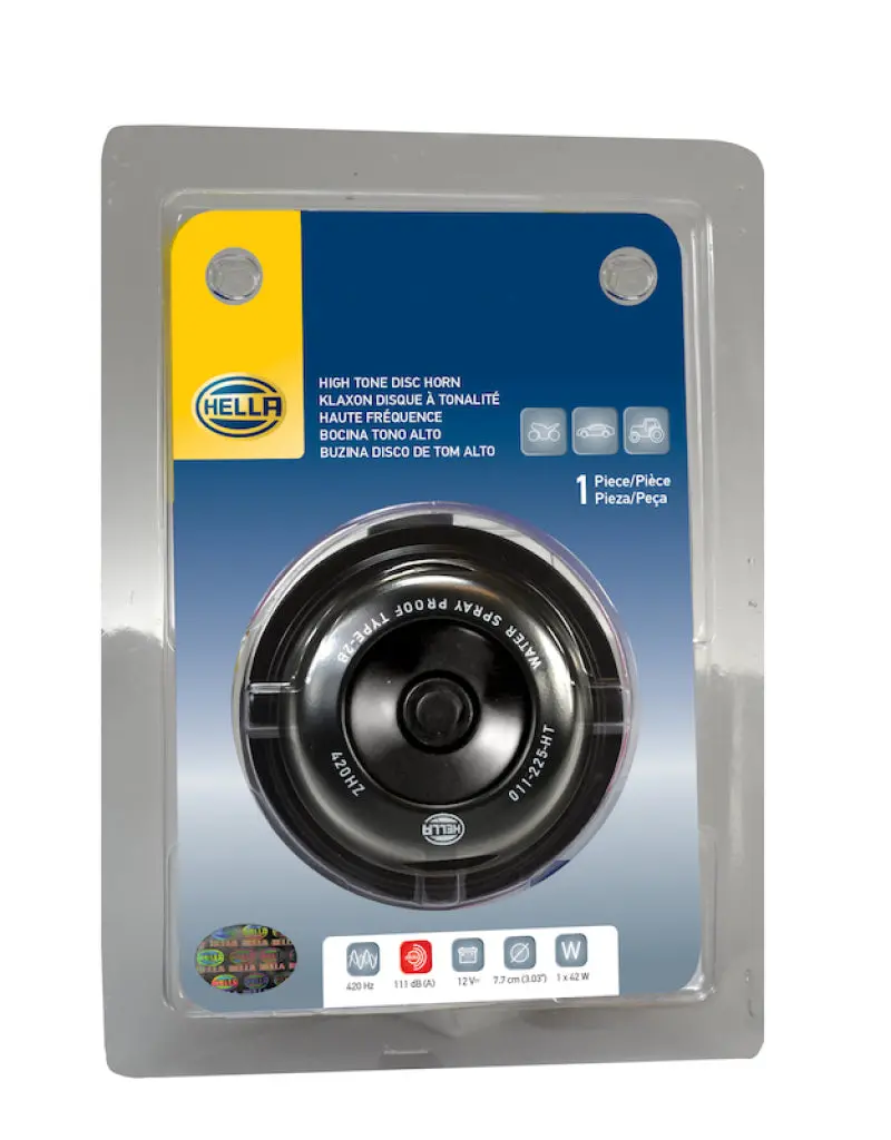 Hella Universal 12V Horn – Black Disc Design, 77Mm Diameter, High-Tone Output 1