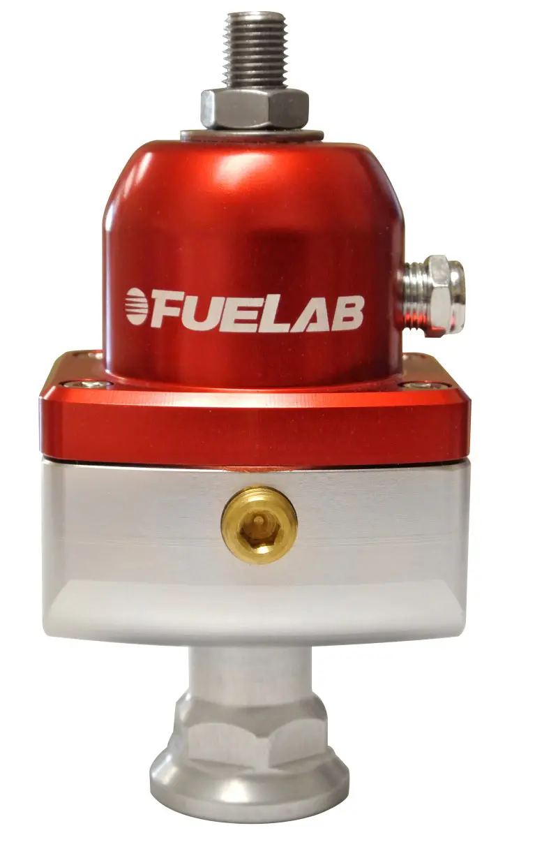 Fuelab 555 Adjustable Fuel Pressure Regulator – 1–3 Psi Range, -8An Inlet, Dual -8An Outlets, Red Anodized 1